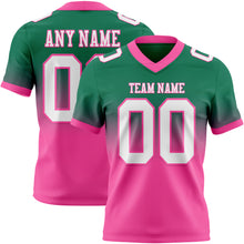 Load image into Gallery viewer, Custom Kelly Green White-Pink Authentic Fade Fashion Football Jersey
