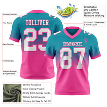 Charger l&#39;image dans la galerie, Custom Teal White-Pink Mesh Authentic Fade Fashion Football Jersey
