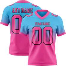 Load image into Gallery viewer, Custom Sky Blue Pink-Black Authentic Fade Fashion Football Jersey
