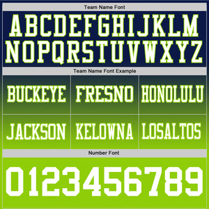 Custom Navy White-Neon Green Authentic Fade Fashion Football Jersey