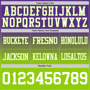 Custom Purple White-Neon Green Authentic Fade Fashion Football Jersey