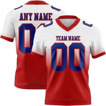 Custom White Royal-Red Mesh Authentic Fade Fashion Football Jersey