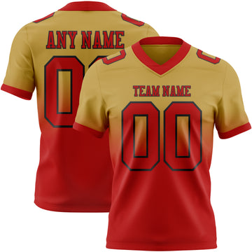 Custom Old Gold White-Black Mesh Authentic Fade Fashion Football Jersey
