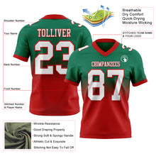 Load image into Gallery viewer, Custom Kelly Green White-Red Authentic Fade Fashion Football Jersey
