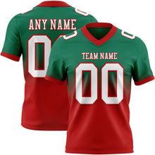 Load image into Gallery viewer, Custom Kelly Green White-Red Authentic Fade Fashion Football Jersey
