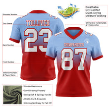 Load image into Gallery viewer, Custom Light Blue White-Red Authentic Fade Fashion Football Jersey
