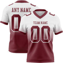 Charger l&#39;image dans la galerie, Custom White Burgundy Mesh Authentic Fade Fashion Football Jersey
