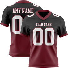 Load image into Gallery viewer, Custom Black White-Burgundy Authentic Fade Fashion Football Jersey
