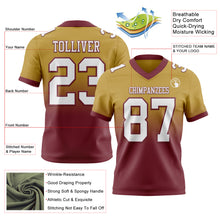 Laden Sie das Bild in den Galerie-Viewer, Custom Old Gold White-Burgundy Authentic Fade Fashion Football Jersey

