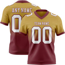 Laden Sie das Bild in den Galerie-Viewer, Custom Old Gold White-Burgundy Authentic Fade Fashion Football Jersey
