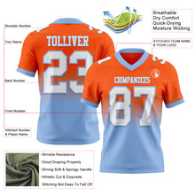 Load image into Gallery viewer, Custom Orange White-Light Blue Authentic Fade Fashion Football Jersey
