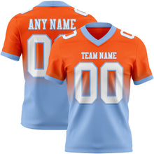 Load image into Gallery viewer, Custom Orange White-Light Blue Authentic Fade Fashion Football Jersey
