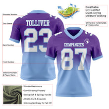 Load image into Gallery viewer, Custom Purple White-Light Blue Authentic Fade Fashion Football Jersey
