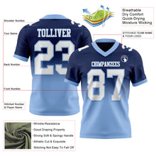 Laden Sie das Bild in den Galerie-Viewer, Custom Navy White-Light Blue Authentic Fade Fashion Football Jersey

