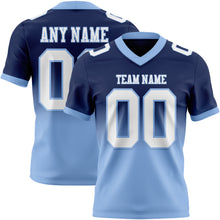 Laden Sie das Bild in den Galerie-Viewer, Custom Navy White-Light Blue Authentic Fade Fashion Football Jersey
