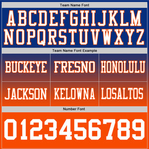 Custom Royal White-Orange Authentic Fade Fashion Football Jersey