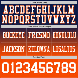 Custom Navy White-Orange Authentic Fade Fashion Football Jersey