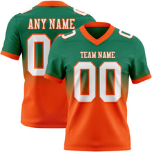 Load image into Gallery viewer, Custom Kelly Green White-Orange Authentic Fade Fashion Football Jersey
