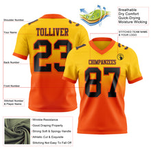 Load image into Gallery viewer, Custom Yellow Black-Orange Mesh Authentic Fade Fashion Football Jersey
