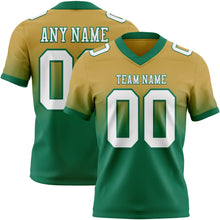 Laden Sie das Bild in den Galerie-Viewer, Custom Old Gold White-Kelly Green Authentic Fade Fashion Football Jersey
