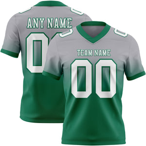 Custom Gray White-Kelly Green Mesh Authentic Fade Fashion Football Jersey