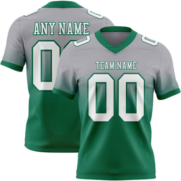 Custom Gray White-Kelly Green Mesh Authentic Fade Fashion Football Jersey