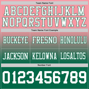 Custom Medium Pink White-Kelly Green Authentic Fade Fashion Football Jersey