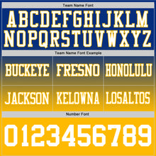Load image into Gallery viewer, Custom Royal White-Gold Authentic Fade Fashion Football Jersey
