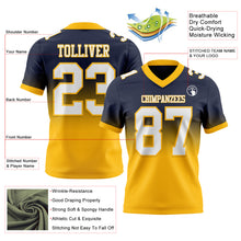 Laden Sie das Bild in den Galerie-Viewer, Custom Navy White-Gold Authentic Fade Fashion Football Jersey

