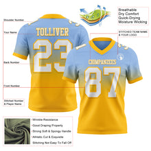 Load image into Gallery viewer, Custom Light Blue White-Gold Authentic Fade Fashion Football Jersey
