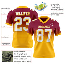 Charger l&#39;image dans la galerie, Custom Maroon White-Gold Mesh Authentic Fade Fashion Football Jersey
