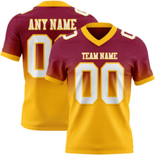 Charger l&#39;image dans la galerie, Custom Maroon White-Gold Mesh Authentic Fade Fashion Football Jersey

