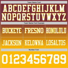 Load image into Gallery viewer, Custom Burgundy White-Gold Authentic Fade Fashion Football Jersey
