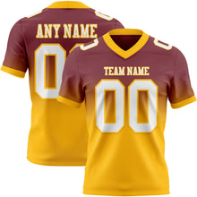 Load image into Gallery viewer, Custom Burgundy White-Gold Authentic Fade Fashion Football Jersey
