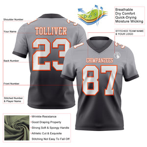 Custom Gray White Steel Gray-Orange Mesh Authentic Fade Fashion Football Jersey