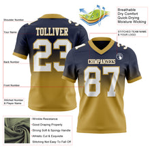 Laden Sie das Bild in den Galerie-Viewer, Custom Navy White-Old Gold Authentic Fade Fashion Football Jersey
