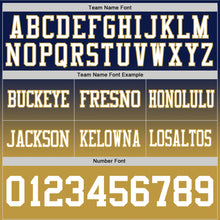 Laden Sie das Bild in den Galerie-Viewer, Custom Navy White-Old Gold Authentic Fade Fashion Football Jersey
