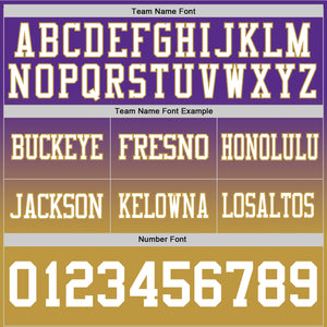 Custom Purple White-Old Gold Authentic Fade Fashion Football Jersey