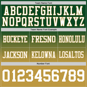 Custom Green White-Old Gold Authentic Fade Fashion Football Jersey