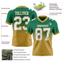 Load image into Gallery viewer, Custom Kelly Green White-Old Gold Authentic Fade Fashion Football Jersey
