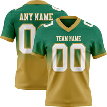 Load image into Gallery viewer, Custom Kelly Green White-Old Gold Authentic Fade Fashion Football Jersey
