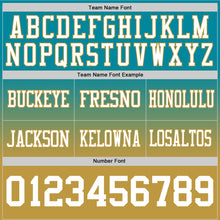 Charger l&#39;image dans la galerie, Custom Teal White-Old Gold Mesh Authentic Fade Fashion Football Jersey
