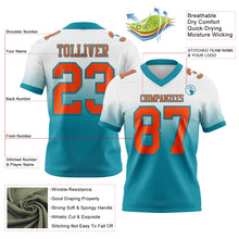 Charger l&#39;image dans la galerie, Custom White Orange-Teal Mesh Authentic Fade Fashion Football Jersey
