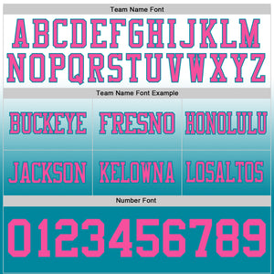 Custom White Pink-Teal Mesh Authentic Fade Fashion Football Jersey