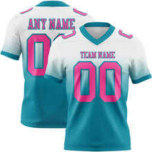 Load image into Gallery viewer, Custom White Pink-Teal Mesh Authentic Fade Fashion Football Jersey
