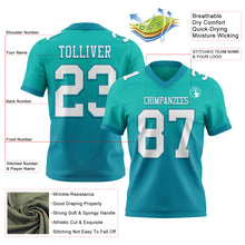 Load image into Gallery viewer, Custom Aqua White-Teal Authentic Fade Fashion Football Jersey

