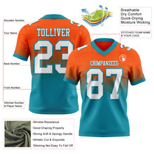 Load image into Gallery viewer, Custom Orange White-Teal Authentic Fade Fashion Football Jersey
