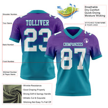 Load image into Gallery viewer, Custom Purple White-Teal Authentic Fade Fashion Football Jersey
