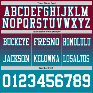 Custom Maroon White-Teal Mesh Authentic Fade Fashion Football Jersey