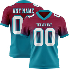 Charger l&#39;image dans la galerie, Custom Maroon White-Teal Mesh Authentic Fade Fashion Football Jersey
